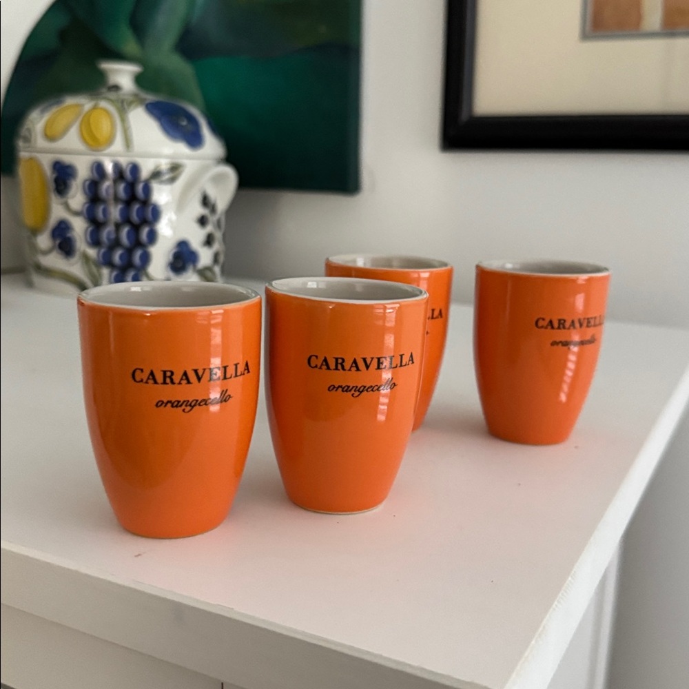 Caravella Orangecello Orange Italian Liquor Ceramic Shot Glasses (4) - Picture 3 of 5